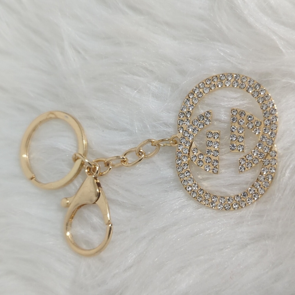 Gold Keychain with Crystal Accents - Picture 3 of 3